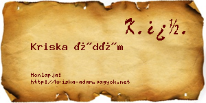 Kriska Ádám névjegykártya