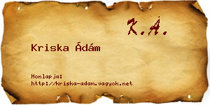 Kriska Ádám névjegykártya
